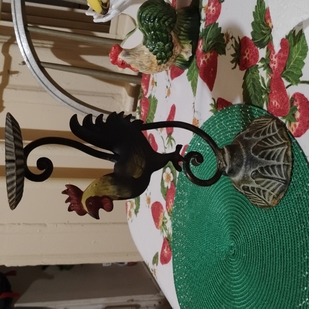 COLLECTIBLE CAST IRON RUSTIC ROOSTER CANDLE WAX HOLDER - Picture 5 of 8